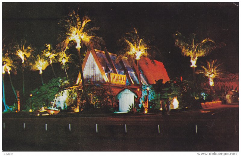 FORT LAUDERDALE, Florida; Mai-Kai Polynesian Restaurant at Night, 40-60s