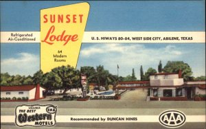 Abilene Texas TX Sunset Lodge Best Western Motel Linen Vintage Postcard