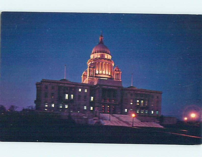 Unused Pre-1980 STATE HOUSE NIGHT VIEW Providence Rhode Island RI hn3468-12