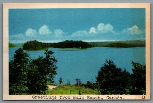 Postcard Tiny Ontario Canada c1920s Greetings From Balm Beach Scenic Lake View