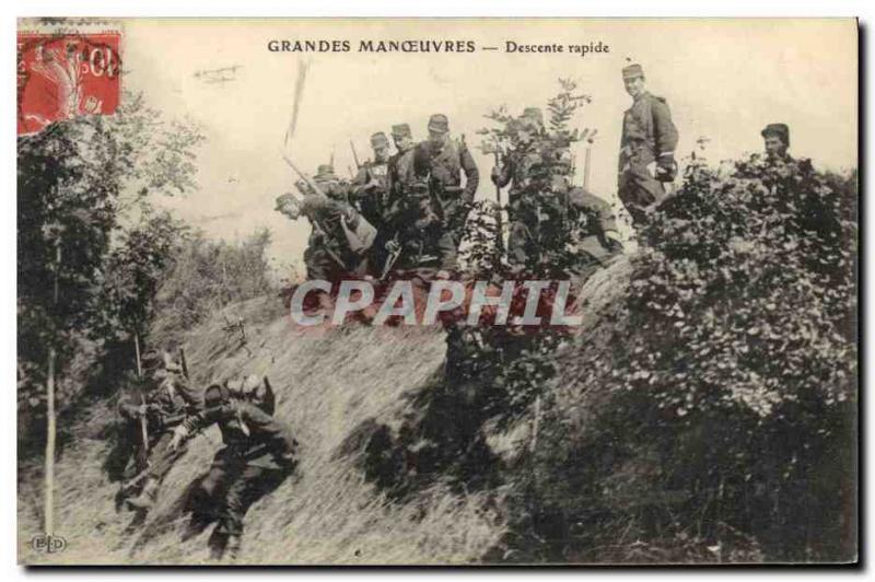 Postcard The Old Army maneuvers Corps Rapid descent