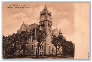 1909 Douglas County Court House Building Clock Tower Lawrence Kansas KS Postcard