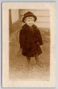 Warren Michigan RPPC Harvey Family Darling Boy Irwin Clair Fur Coat Postcard I24