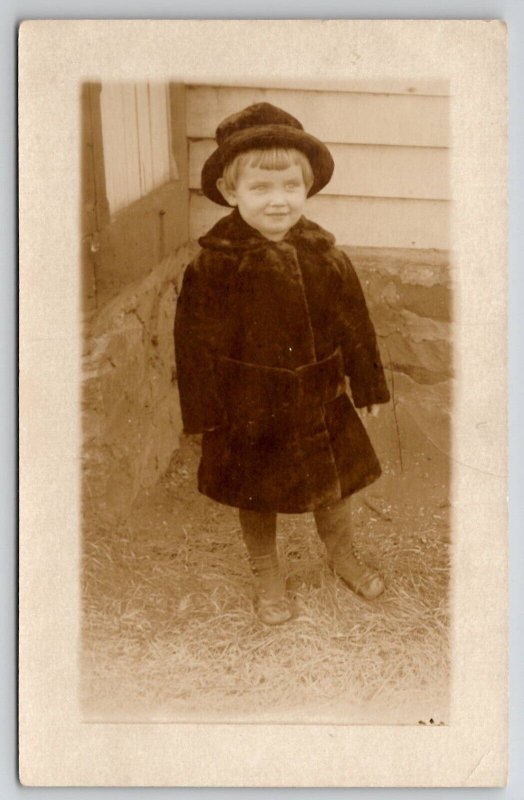 Warren Michigan RPPC Harvey Family Darling Boy Irwin Clair Fur Coat Postcard I24