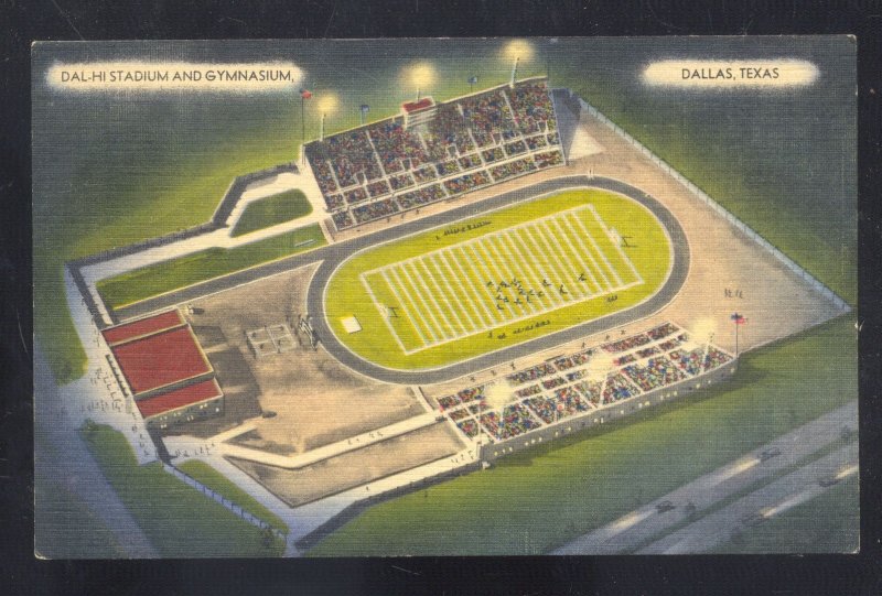 DALLAS TEXAS DAL-HI FOOTBALL STADIUM BYMNASIUM VINTAGE POSTCARD SPORTS