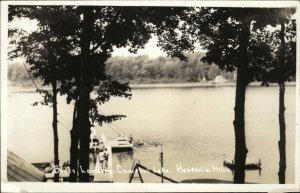 Hesperia MI Campbell Lake Boat Landing Real Photo Vintage Postcard