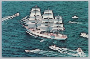Transportation~Air View Operation Sail Leaving Rhode Island~Vintage Postcard