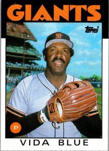 1986 Topps Baseball Card Vida Blue San Francisco Giants sk10755