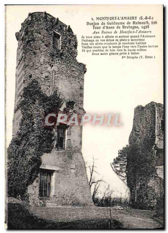 Old Postcard Montfort L & # 39Amaury Dungeon William Hainalt Tower & # 39Anne...