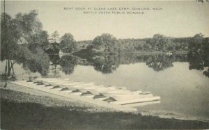 Battle Creek Michigan Boat Dock Clear Lake Camp 1930s Postcard 21-13452