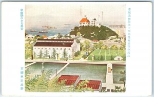 c1940s Japan Town Painting Tsuyoshi Kusanagi Postcard 14th Imperial Academy A59