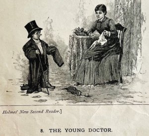 1878 Print The Young Doctor Lessons In English 6 x 4.75 Antique