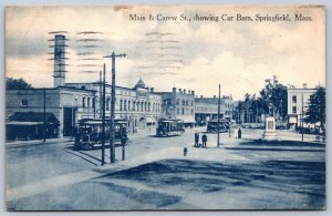 K30/ Springfield Massachusetts Postcard c1910 Main St Trolley Line 316