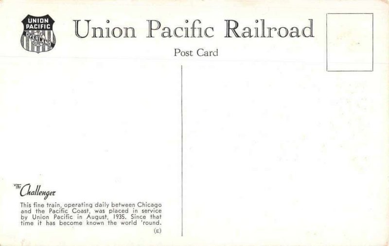 Union Pacific Railroad Challenger Lounge Car Train Interior Postcard AA1475