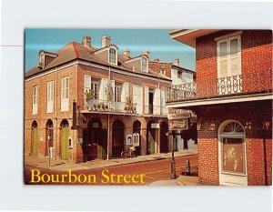 Postcard Typical Vieux Carre Scene Bourbon Street New Orleans Louisiana USA