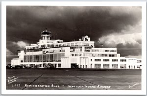 Administration Building Seattle Washington WA Tacoma Airport Real RPPC Postcard