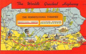 Pennsylvania Turnpike Highway Route Roadside America linen postcard