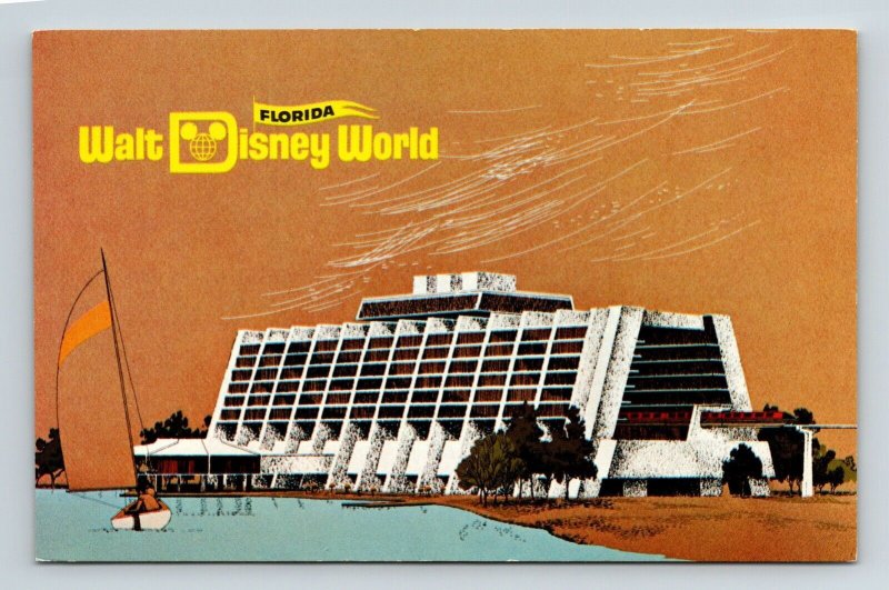 Walt Disney World Florida Beach Sailboat Shoreline Contemporary Resort Postcard 