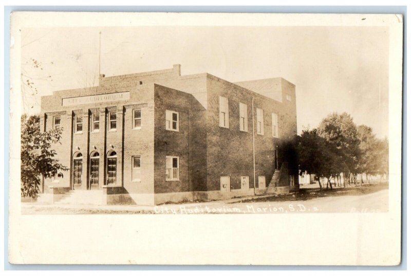 1925 City Auditorium Building Marion South Dakota SD RPPC Photo Vintage Postcard