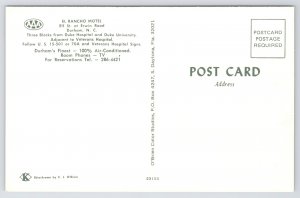 Roadside~El Rancho Motel Durham NC~Fire Hydrant~Nr Duke~Vintage Postcard