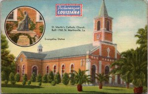 Picturesque Louisiana, St Martin's Church, Martinsville LA c1945 Postcard S74