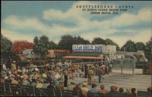 Jebsen Beach FL Shuffleboard Courts Linen Postcard