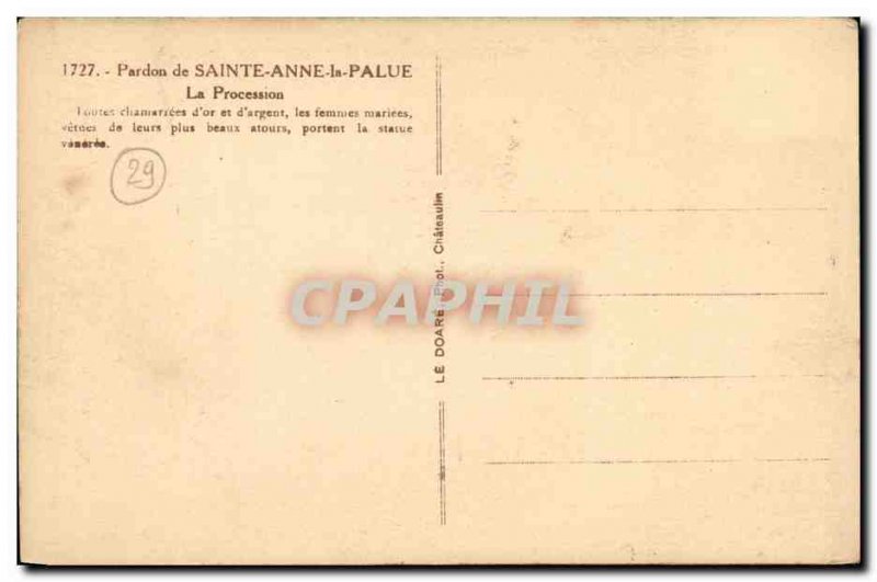 Old Postcard Forgiveness of Sainte Anne Palue Folklore
