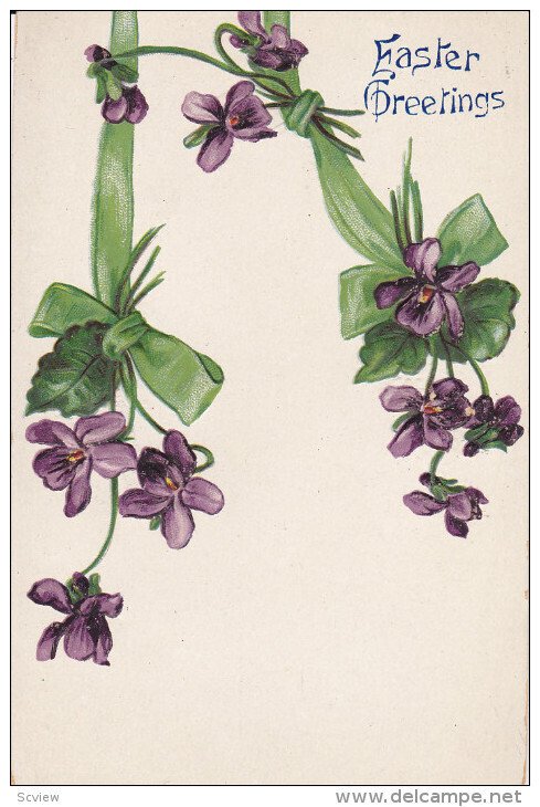 EASTER; Greetings, Violets tied with green ribbons, 00-10s
