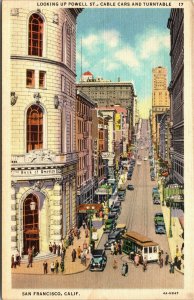 Vtg Powell Street Cable Cars & Turntable San Francisco California CA Postcard