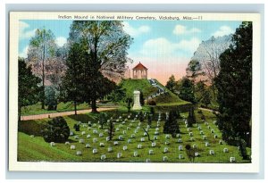 1930's Indian Mound Military Cemetery Vicksburg, MS Vintage Postcard F96