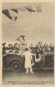 french congo, BRAZZAVILLE, Arrival French General De Gaulle (1940) Postcard (1)