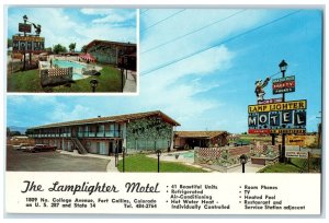 c1960's The Lamplighter Motel Cars Fort Collins Colorado CO Dual View Postcard