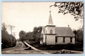 New London Minnesota MN Postcard RPPC Photo Engr. Presbyterian Church c1910's