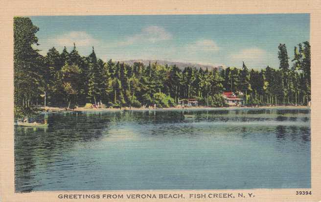 Greetings from Verona Beach - Fish Creek NY New York pm 1945