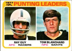 1978 Topps Football Card '77 Punting Leaders Ray Guy Tom Blanchard sk7518