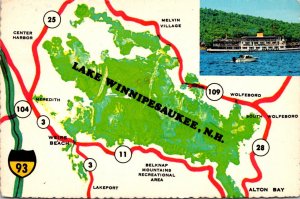 Map Of Lake Winnipesaukee New Hampshire 1979