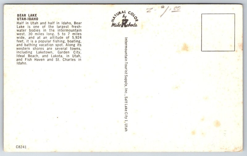 Utah-Nevada~Air View Bear Lake~Vintage Postcard
