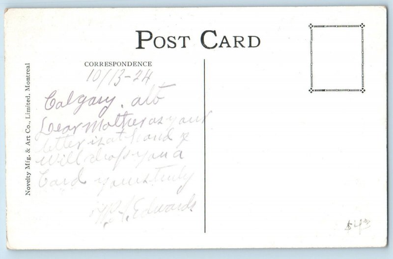 Banff Alberta Canada Postcard Main Street Cascade Mountain 1924 Posted