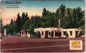 FALLON, NV Nevada   CANNON MOTEL  Hwy 50  c1940s  Linen Roadside   Postcard