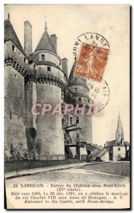 Old Postcard Langeais Between Pont Du Chateau Avee Levis