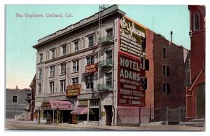 Early 1900s Orpheum Theatre Vaudeville Shows & Hotel Adams, Oakland, CA Postcard