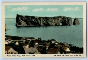 Perce Rock Quebec Canada Postcard View from South c1930's Vintage Unposted