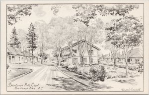 Brentwood Auto Court Brentwood Bay BC Edward Goodall Drawing Postcard E71