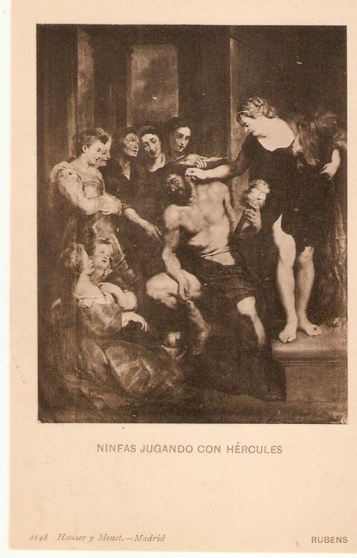 ·Rubens. Ninfas jugando xon Hercules Fine paintin vinage Spanish PC