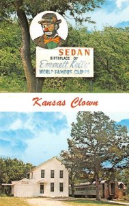 EMMETT KELLY Sedan, Kansas Clown Birthplace Museum c1950s Vintage Postcard