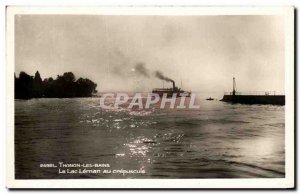 Old Postcard Thonon Les Bains Lake Leman in CrepusculeBateau