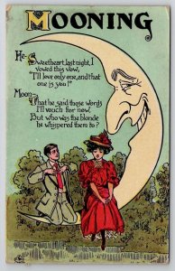 Mooning Couple On Smiling Moon As Man Professes His Love For Her Postcard A46