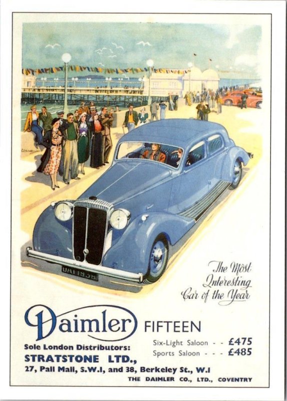 REPRO Coventry England DAIMLER FIFTEEN Auto/Car Company ADVERTISING 4X6 Postcard