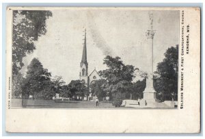 1906 Soldiers Monument First Congregational Church Kenosha Wisconsin WI Postcard