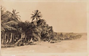 Puerto Rico PR~Playa de Naguabo-people & huts~1920s REAL PHOTO POSTCARD